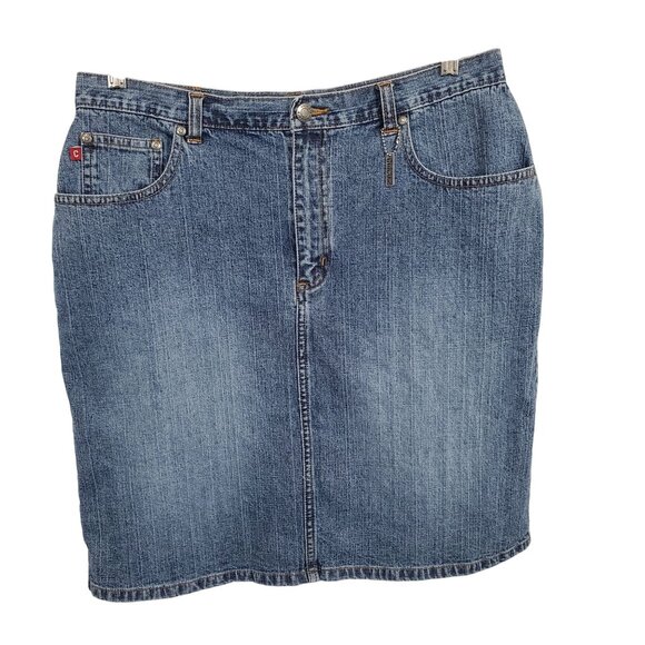 Chico's Dresses & Skirts - Chicos Denim 2 Size L Skirt Denim Blue Jean Mid Rise Stretch Crosshatch Casual